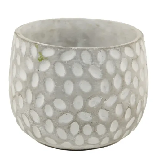 Grey Stone & White Petal Ceramic Plant Pot