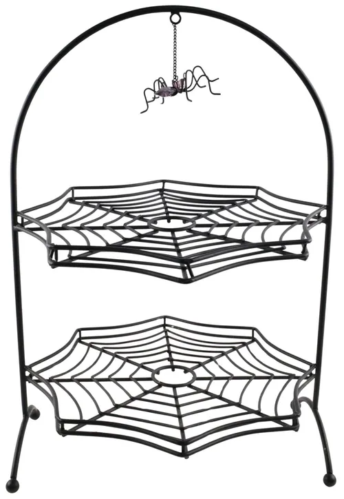 Black Wire 2 Tier Spider Web Serving Stand
