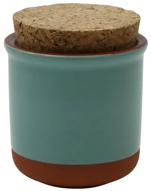 Green Sage & Terracotta Canister With Cork Lid
