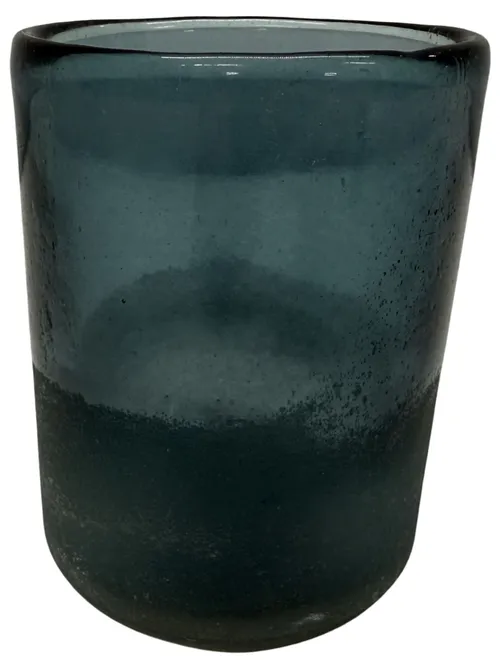 Frosted Blue Glass Candle Holder