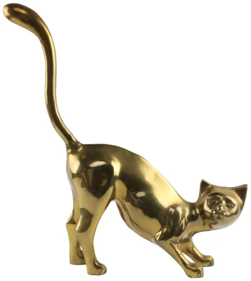 Large Brass Cat Statue - B