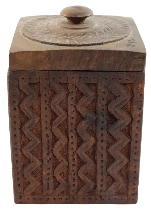 Wood Carved Zig Zag Box With Lid