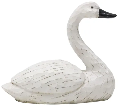 White Wood Carved Swan