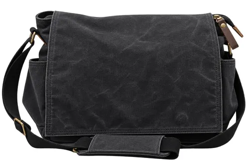Rugged Dark Charcoal / Black Canvas Messenger Bag