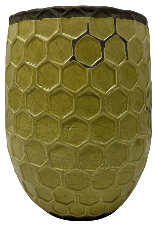 Yellow Honeycomb Ceramic Vase