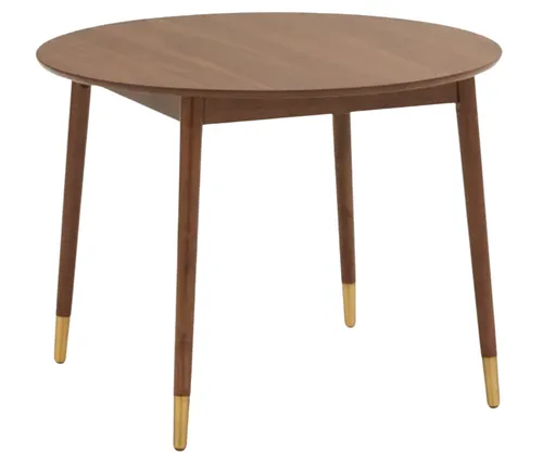 Round Dark Brown Walnut Dining Table