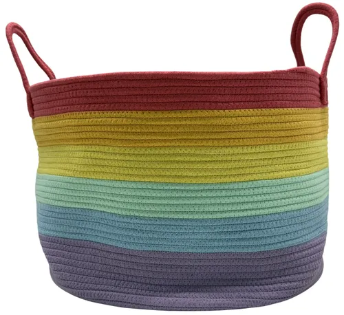 Rainbow Woven Storage Basket With Handles