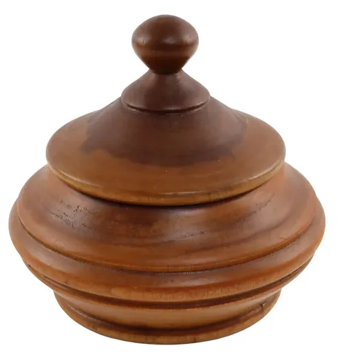 Turned Wood Round Box With Lid 