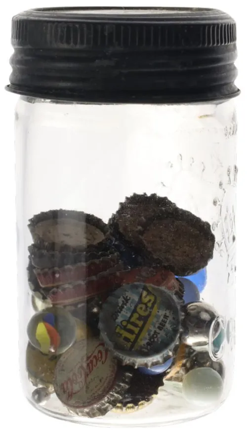 Antique Clear Glass Jar With Bottle Caps