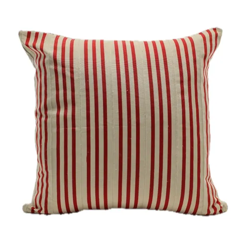Red Candy Cane Stripe With Solid Beige Back Throw Pillow