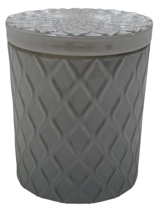 White Glass Patterned Jar Candle