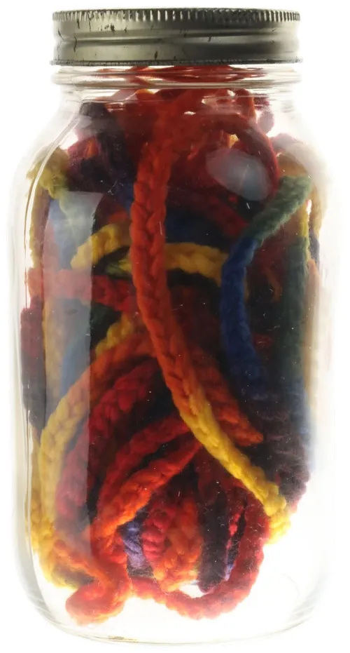 Glass Jar With Rainbow Braided Rope