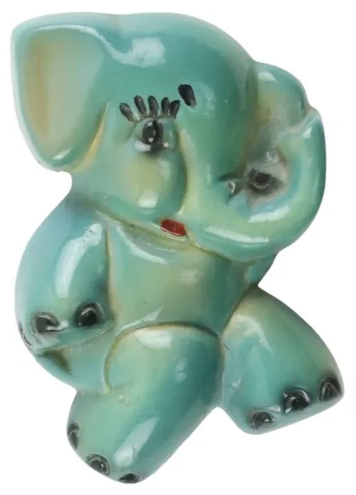 Vintage Blue Chalkware Elephant Wall Art - Small