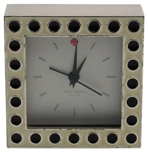 White With Black Dots Enamel Metal Clock