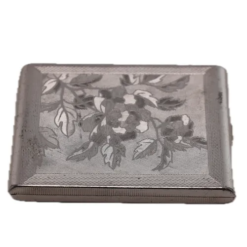 Silver Floral Metal Cigarette Case