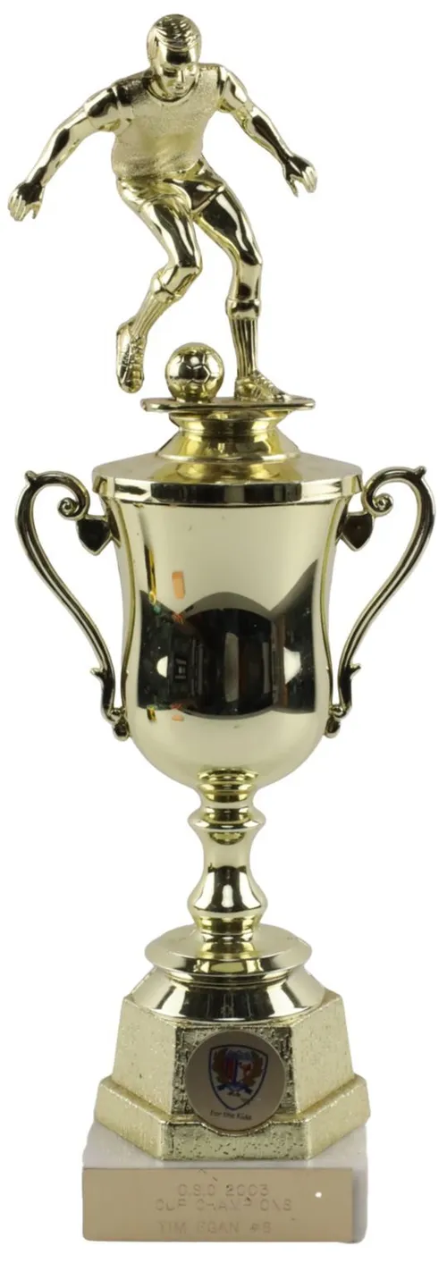 Soccer Player Trophy On Marble Base