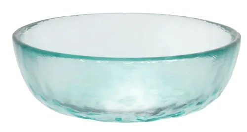 Clear Blue Wavy Glass Small Bowl