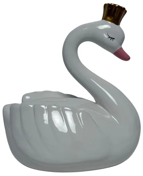 White Swan With Gold Crown Ceramic Bank