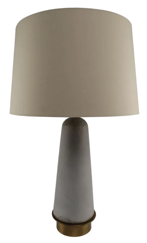 Concrete & Gold Table Lamp With Beige Shade