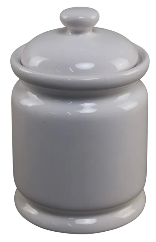 White Ceramic Canister With Lid - Small