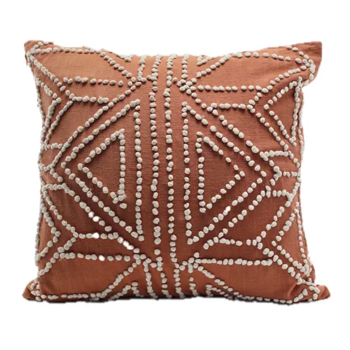 Cinnamon Brown & White Puffs Throw Pillow