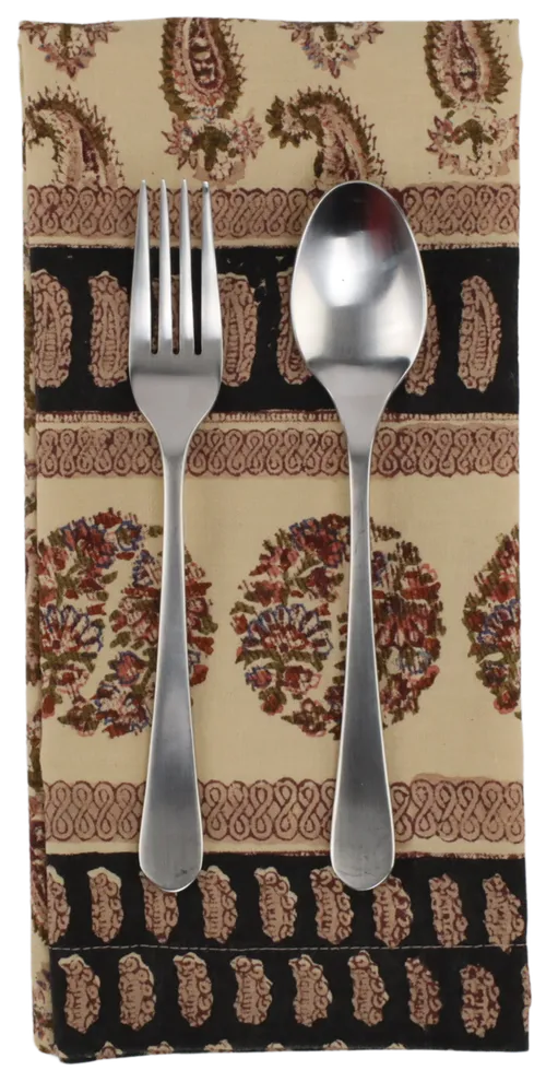 Taupe With Black & Brown Paisley Pattern Napkin