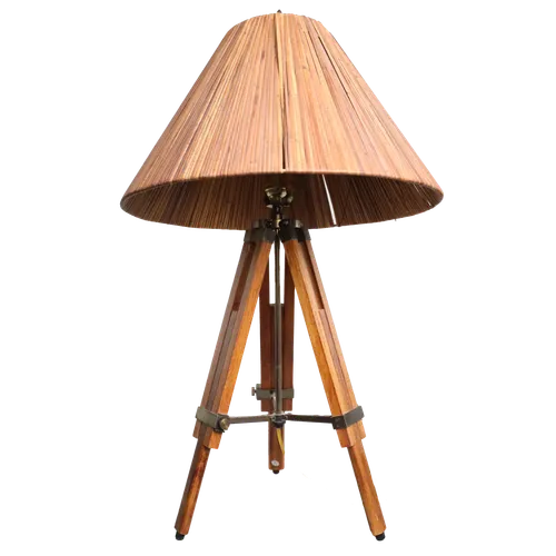 Nantucket Wooden Tripod Table Lamp With Grass Reed Shade