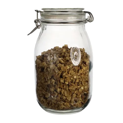 Clear Glass Canister With Oats & Raisins 