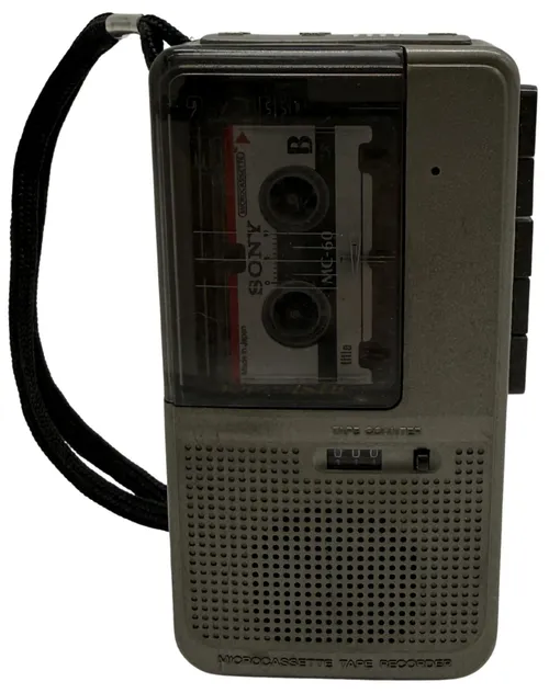 Vintage Champagne Silver Mini Cassette Voice Recorder