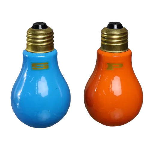 Blue & Orange Light Bulb Salt & Pepper Shaker Set