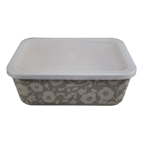 Rectangular Taupe & Beige Floral Reusable Food Container