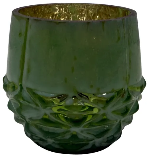 Green & Mercury Glass Candle Holder