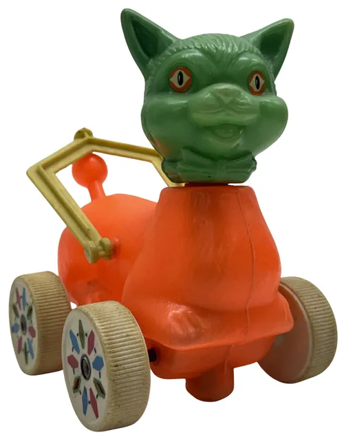 Vintage Orange & Green Cat Pull Toy