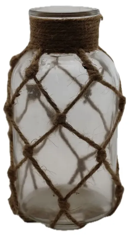 Twine Wrapped Clear Glass Vase