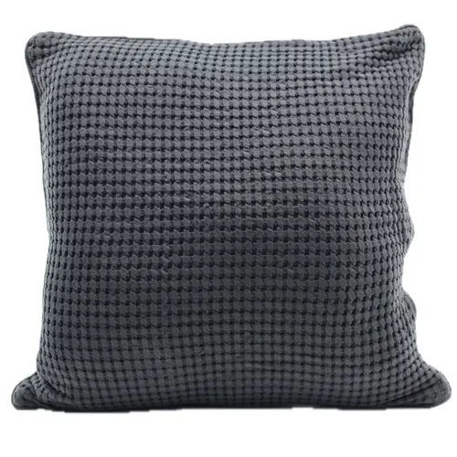 Onyx Grey Waffle Throw Pillow