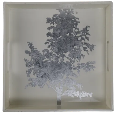 White & Silver Tree Decorative Tray