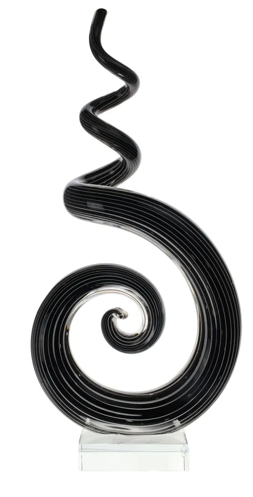 Black & White Swirl Glass On Clear Base