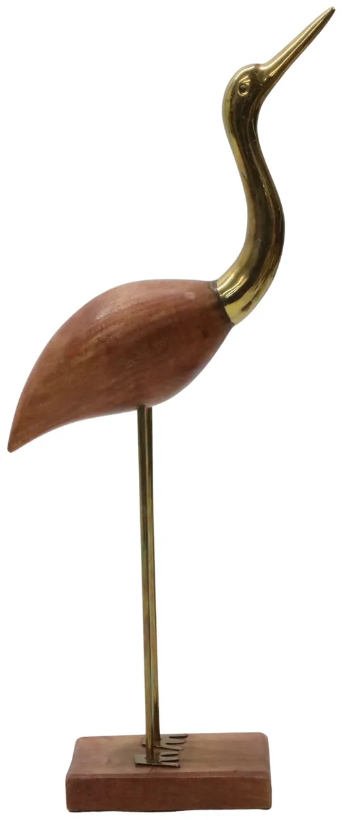 Brass & Wood Bird On Base