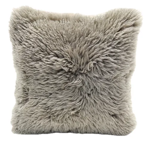 Silver Grey Mongolian Fur Throw Pillow