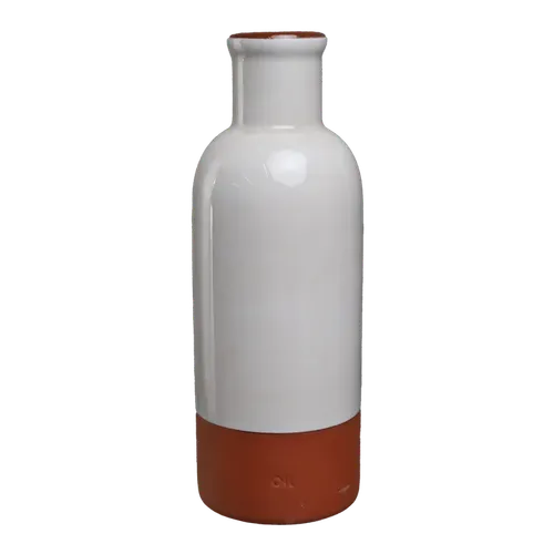 White & Terracotta Oil Bottle 