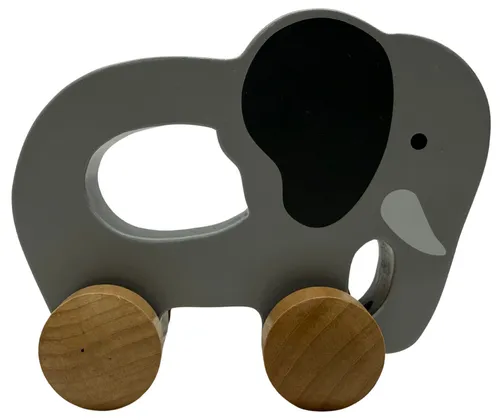 Grey Wood Elephant Pull Along Toy