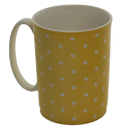 Matte Yellow Canary Yellow & White Polka Dot Mug