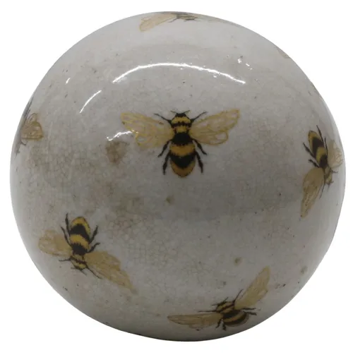 Antique White Decorative Ball With Bee Pattern