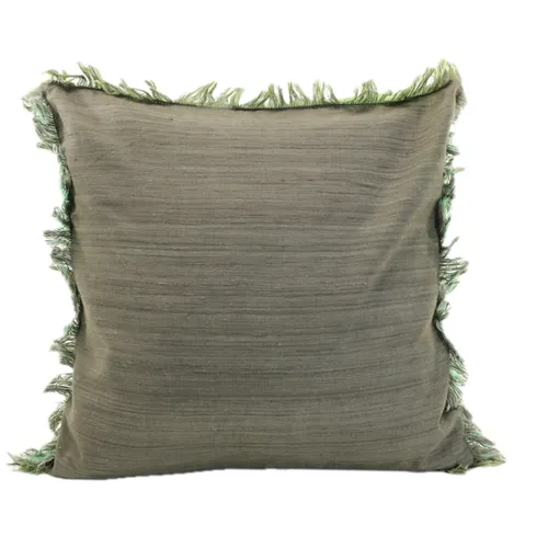 Silk Solid Slate Grey With Lime Green Back Throw Pillow