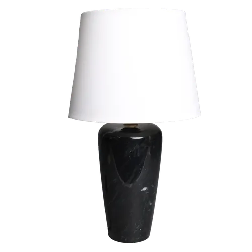 Midnight Black Solid Marble Table Lamp