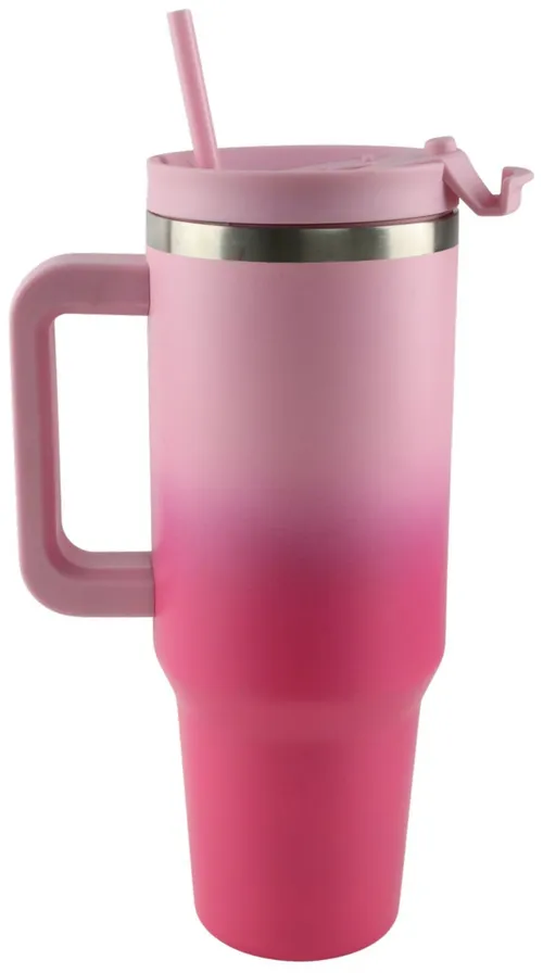 Pink Gradient Tumbler With Lid & Straw