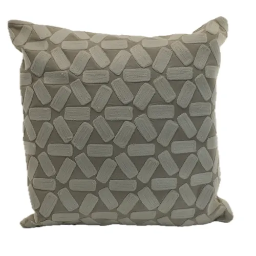Taupe & Cream Embroidered Modern Petals Throw Pillow