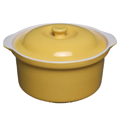 Yellow Round Ceramic Casserole Dish With Lid