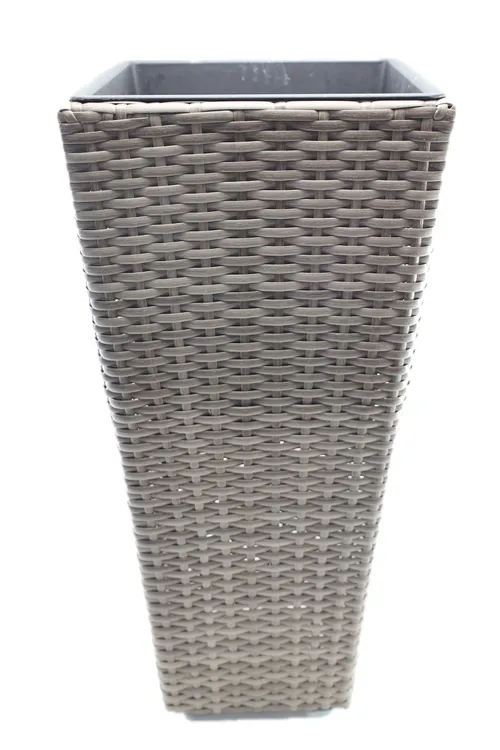 Grey Plastic Wicker Planter