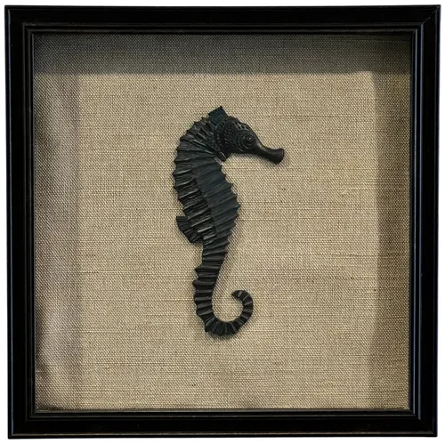 Black Seahorse In Black Shadowbox Frame